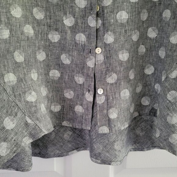 Habitat Grey and White Dotted 100% Linen Shirt Size Large - Picture 6 of 7